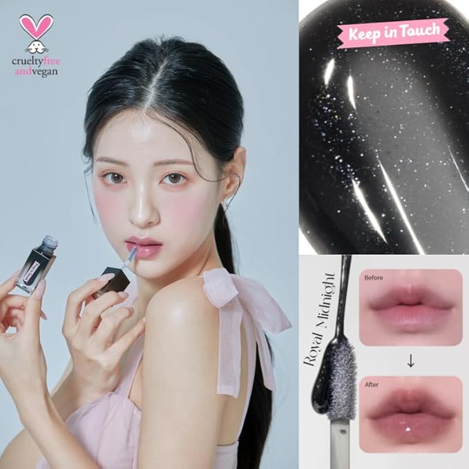 Keep In Touch The Black Plumper Tint | 2X Plumping Effect, Moisturizing Lip Gloss | Vegan and Cruelty-Free Korean Lip Tint (Royal Midnight)