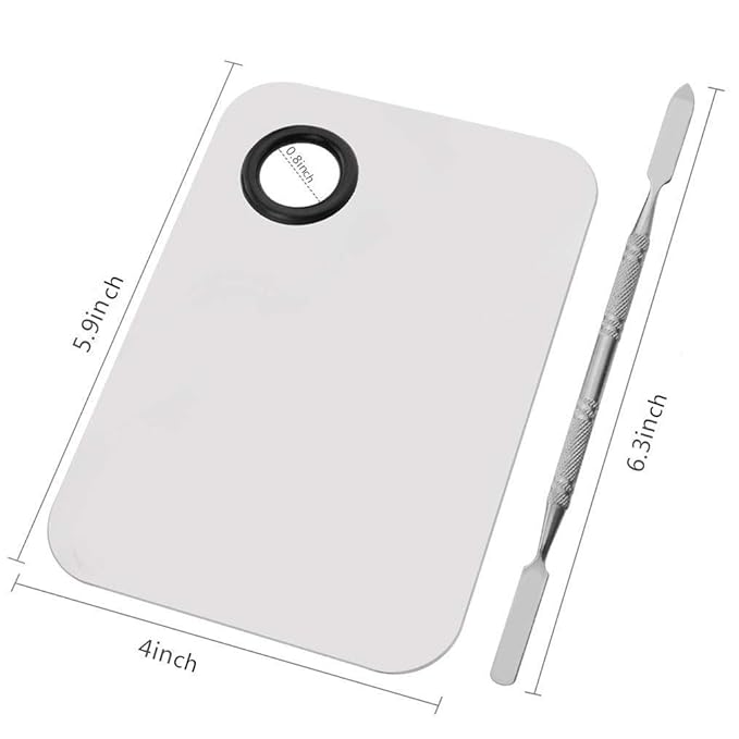 6 by 4 Inches Makeup Palette Stainless Steel Palette Cosmetic Artist Mixing Palette with 6 Inches Spatula Tool