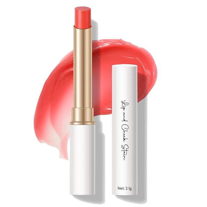KYDA PH-Activated Lip and Cheek Stain, PH Color Changing Formula for Lasting Custom Lip Color, Keep Lips Soft and Moisturizing with Avocado Oil, Multiuse Color Balm, RED