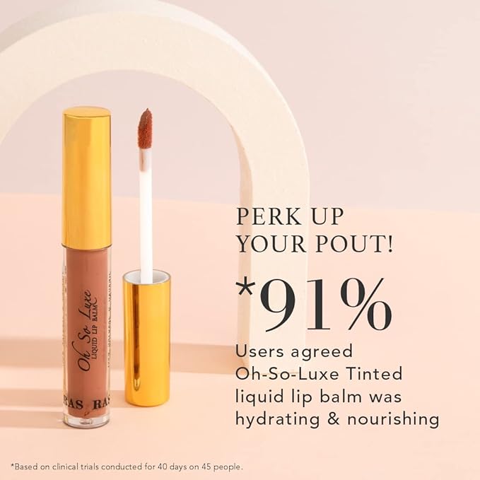 Oh-So-Luxe Liquid Tinted Lip Balm, Hydrating & Nourishing Tinted Lip Oil for dry dark lips, results in Soft & Glowing Lips, Moisturizing, Non-Sticky Brown Shade - 0.10 Fl Oz - RAS LUXURY OILS