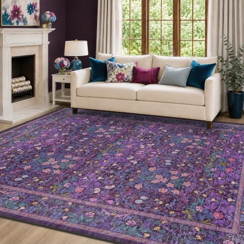 Plum Purple Floral Area Rug 6x9 - Image 3