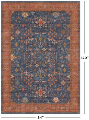 Hazo Haus Washable Navy Blue Living Room Rug, 7x10 Area Rug - Image 2