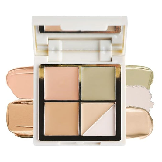 5 Colors Pot Concealer Full Coverage kit with Brush for Older Women, Under Eye Color Corrector Tri Color Concealer Palette for Dark Circles Mature Skin Makeup, Waterproof Foundation Color Corrector, 2