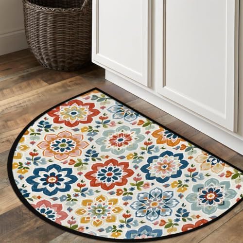 Bohemian Half Round Door Mat Outdoor Doormat Bedroom Entrance Rug A2 - Image 7