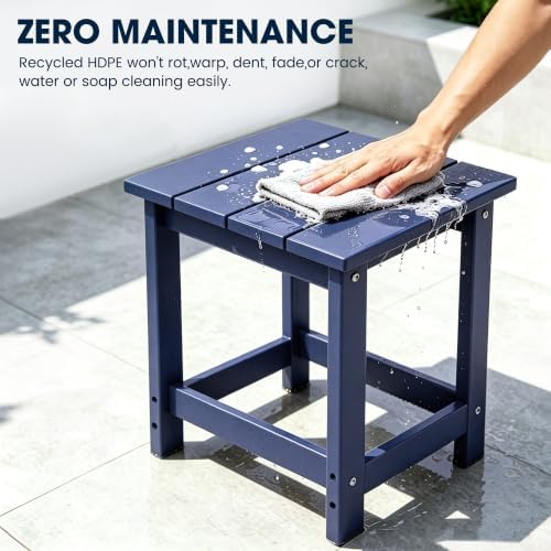 LZRS Patio Side Table, Heavy Duty HDPE Outdoor End Table - Image 5