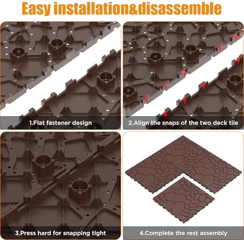 Patio Deck Tiles, Interlocking Deck Tiles, PP Outdoor Floor Tiles, Stone - Image 7