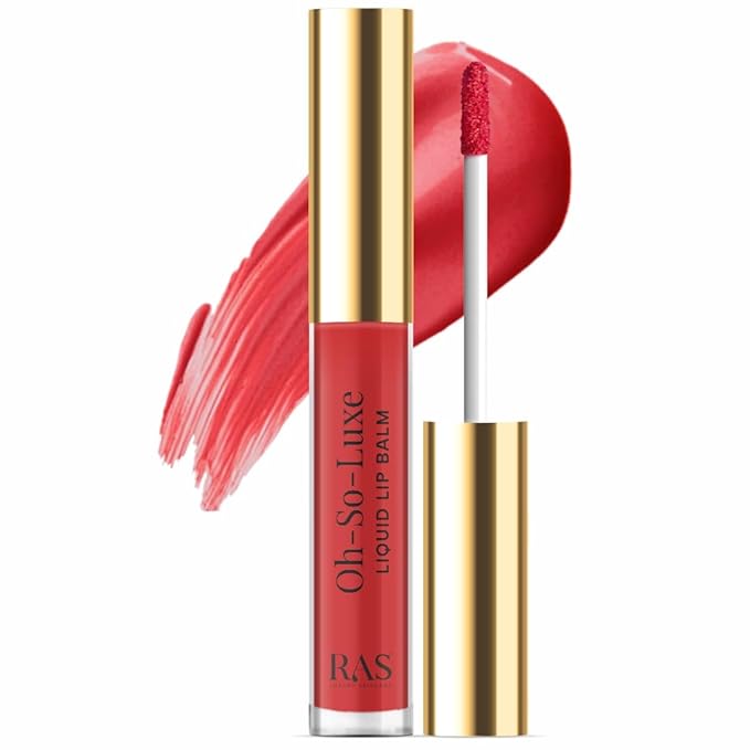 Oh-So-Luxe Liquid Tinted Lip Balm, Hydrating & Nourishing Tinted Lip Oil for dry dark lips, results in Soft & Glowing Lips, Moisturizing, Non-Sticky Berry Red Shade - 0.10 Fl Oz - RAS LUXURY OILS