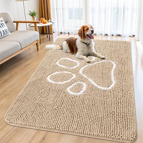Smiry Dog Door Mat for Muddy Paws, Absorbent Non Slip Dirt Trapper by Smiry