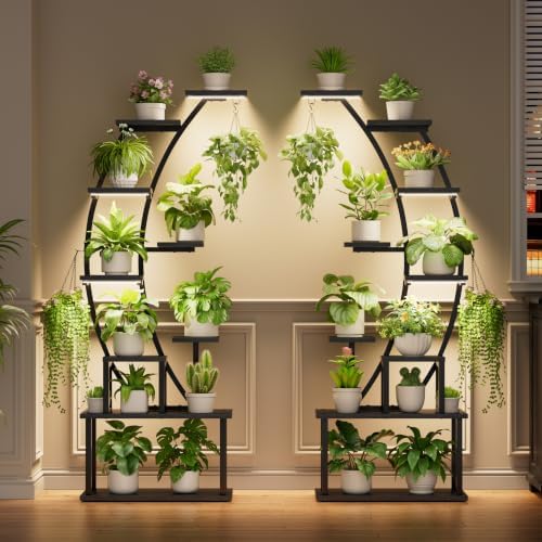 2 Pack Plant Stand Indoor with Grow Lights, 9 Tier Large Tall Plant Shelf - Image 2