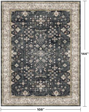 Black Boho Rug for Living Room 9x12 - Image 2