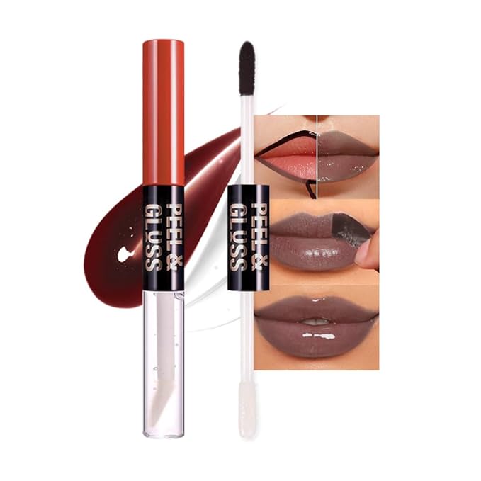 Cool Taupe Peel Off Lip Gloss Tattoo and Lip Oil, Lip Stain Peel Off Masque - Peel Off Lip Tint,Long Lasting Waterproof Transfer-proof Lip Mask Lip Gloss Peel Off Lip Liner,Stay Lip Makeup 06#
