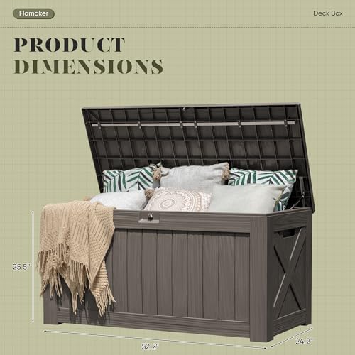 Flamaker Internal 120 Gallon Deck Box Waterproof, Large Outdoor Storage Box - Image 3