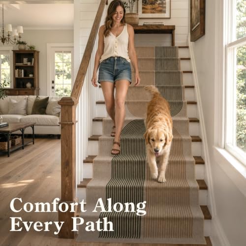 Lahome Rainbow Long Runner Rug for Hallway, 2.5x12 Natural Stair Runner Rug - Image 2