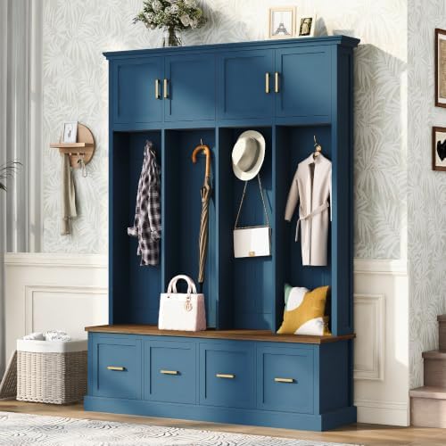 Quarte Hall Tree with Bench, Enclosed Storage, 4 Hooks - Image 2