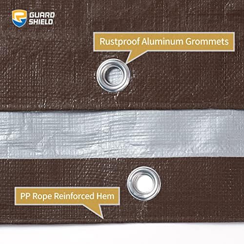 GUARD SHIELD Tarps Heavy Duty Waterproof 20x20 Feet Brown/Bright Silver Poly - Image 4