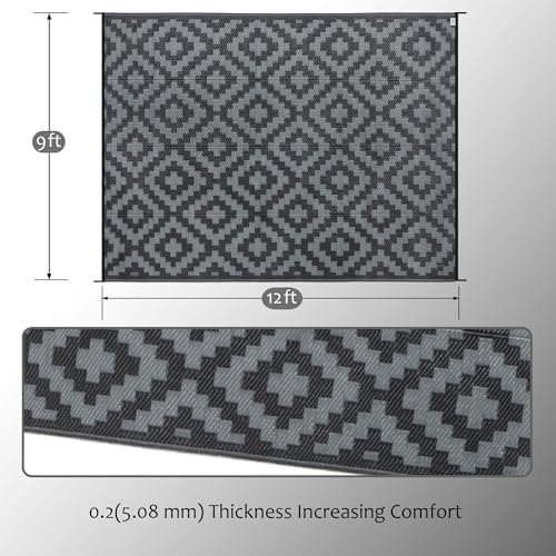 SAND MINE Waterproof Outdoor Rug 9x12 ft, Plastic Reversible Rug, Modern Area - Image 2