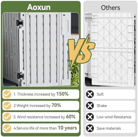 Aoxun Outdoor Storage Cabinet 35 Cu.Ft Outdoor Trash Can Storage Shed - Image 4