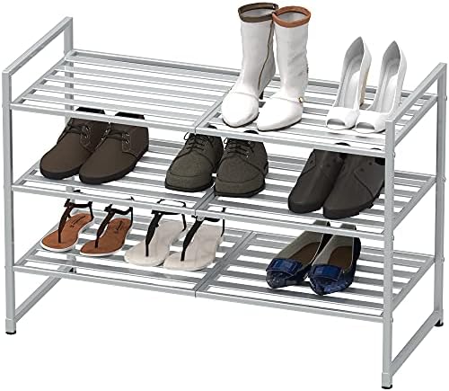Simple Houseware 3-Tier Stackable Metal Panel Shoe Rack - Image 4