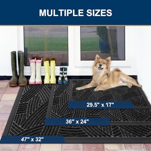 Smiry Front Door Mat Outside Entrance, Low Profile Rubber Doormat - Image 2
