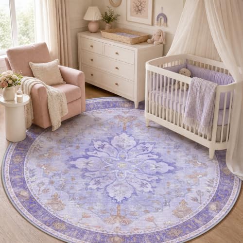 RELEANY Washable Area Rug, Round 5ft by RELEANY
