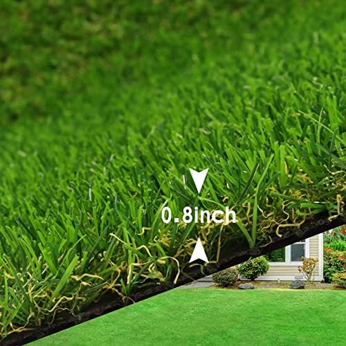 Realistic Artificial Grass Rug 8 FT x 12 FT Fake Faux Turf Grass, 0.8"" Indoor - Image 3