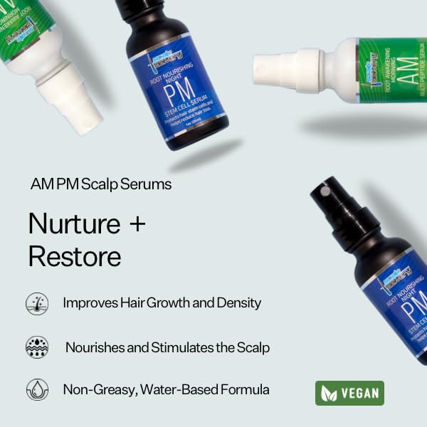 Stem Cell Serum for Men & Women - Helps Reduce Hair Loss - Strengthens & Thickens - Plant-Based - Combats Thinning Hair - Healthy Longer Hair - Root Nourishing Night (PM) - 28ml