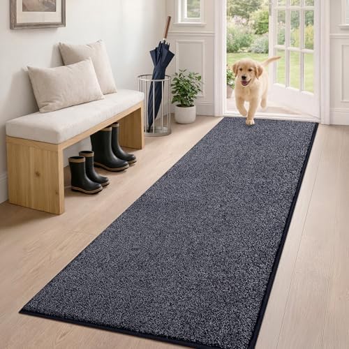PURRUGS Hallway Runner Rug, Bluish Grey-Black by PURRUGS