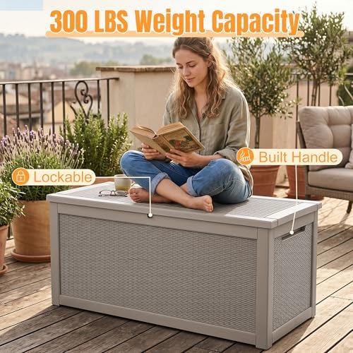 Outdoor Storage Box, 380 Gallon Waterproof Resin Deck Box - Image 6
