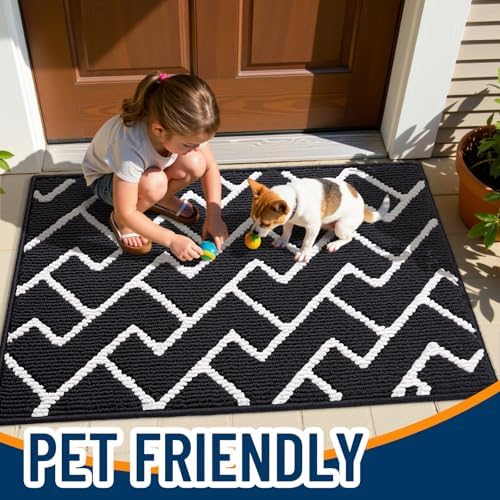 OLANLY Front Door Mat 40x32, Low-Profile Easy Clean Doormat, Deep Black - Image 6