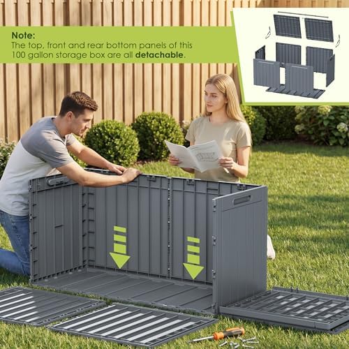 Devoko 100 Gallon Outdoor Storage Box, Waterproof Deck Box Lockable - Image 6