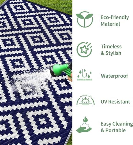 GENIMO Outdoor Rug, Waterproof Plastic Rugs 10'x14' - Image 5