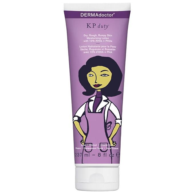 DERMAdoctor: KP Duty Moisturizing Lotion | Dermatologist Formulated Body Cream for Keratosis Pilaris | Smooth Dry, Rough, Bumpy, Chicken Skin | Hydrates & Softens | 10% AHAs + PHAs | (8 oz)