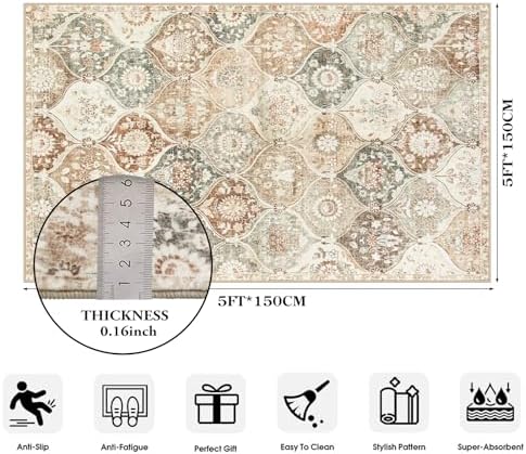 Lahome Moroccan Washable Small Rug, 3x5 Black Rugs - Image 2