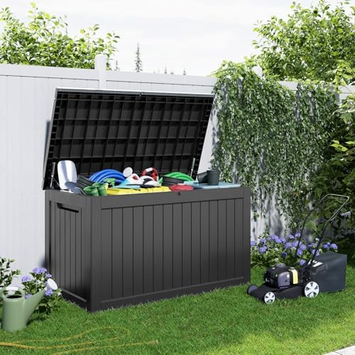 PatioZen 281 Gallon Large Resin Deck Box, Lockable Outdoor Storage Box - Image 5