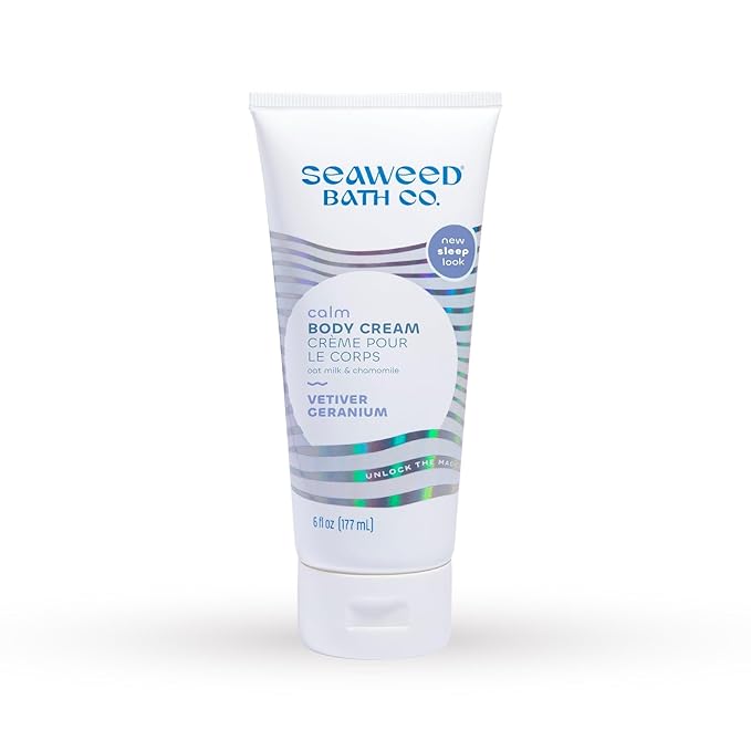 Seaweed Bath Co. Calm Body Cream - Vetiver Geranium | Soothing Hand and Body Lotion With Oat Milk, Shea Butter, and Chamomile | Natural, Vegan Moisturizer For Dry Skin | 6 oz