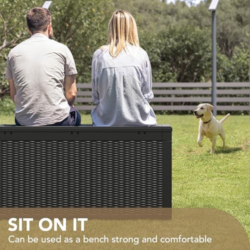 Devoko 100 Gallon Waterproof Deck Box, Resin Large Outdoor Storage Box - Image 3