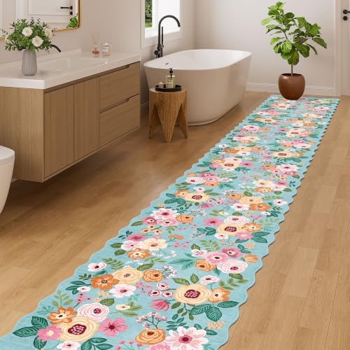 DUKINO 2x12 Washable Runner Rug, Floral Long Runner Rug - Image 3