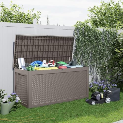 PatioZen 320 Gallon Resin Deck Box, Outdoor Lockable Storage Box - Image 6