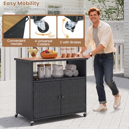 Tangkula Rattan Outdoor Storage Cabinet - Image 7