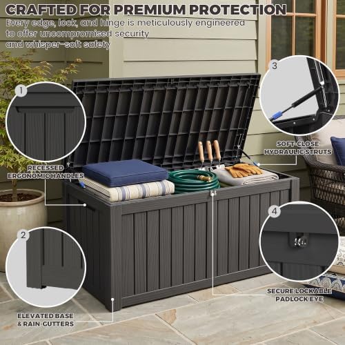 Outdoor Storage Box, 150 Gallon Waterproof Deck Box - Image 3