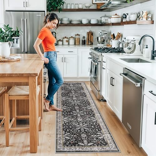 2x8ft Kitchen Rug Runners Washable Non Slip – Boho Floral Carpet Runner - Image 3