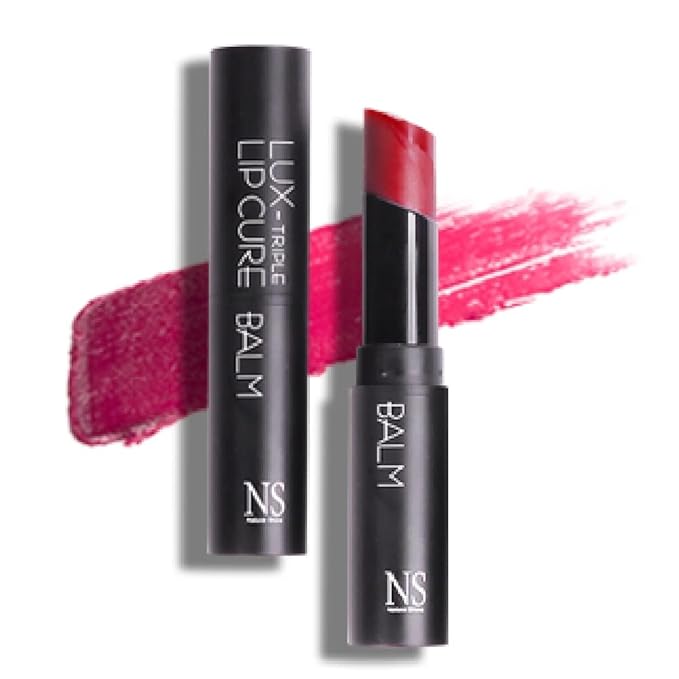 NATURAL SHINE Lux Triple Lip CURE Balm AURA (Deep Magenta Pink) | Chapstick Hydration and Exfoliator | Overnight Lip Treatment Care Deep Nourishing for Dry Cracked Chapped Lips (0.17oz)