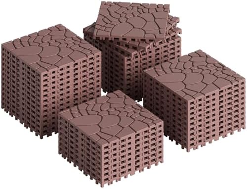 Rovibek 44 PCS Interlocking Deck Tiles, All Weather Patio Tiles by Rovibek