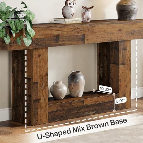Tribesigns 63" Console Table, Farmhouse 2-Tier Entryway Table - Image 6