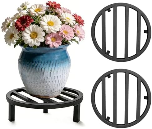 Large Plant Stand, 3 Pack 12 Inch Metal Pot Risers by bozopion