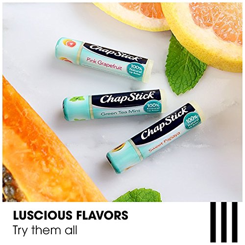 ChapStick 100% Natural Lip Butter Green Tea Mint and Sweet Papaya Lip Balm Tubes Variety Pack - 0.15 Oz Each (Pack of 2)