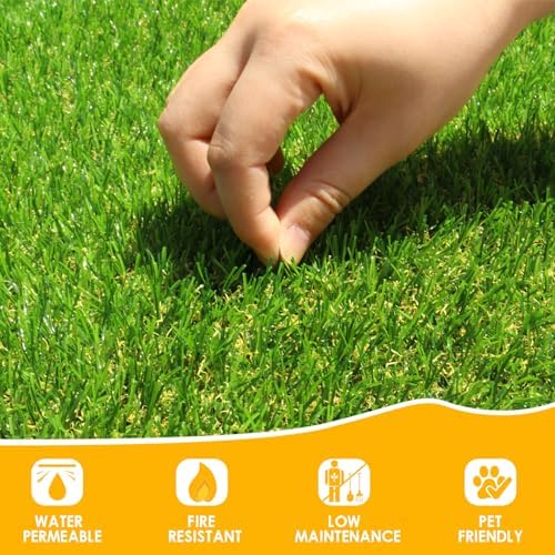 Realistic Artificial Grass Rug 10 FT x 43 FT Fake Faux Turf Grass, 0.8"" Indoor - Image 2