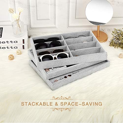Emibele Sunglass Organizer Jewelry Tray, 8 Grids Velvet Stackable Tray - Image 5