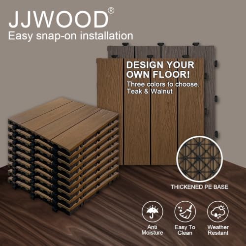 JJWOOD Interlocking Deck Tiles, Co-Extruded Wood-Look Outdoor Floor Tiles - Image 3