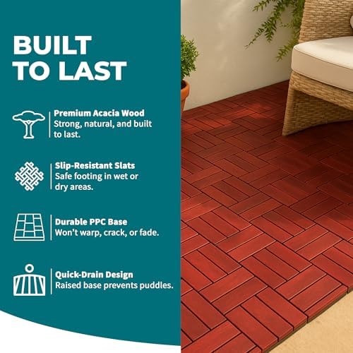 Bliss Outdoors Acacia Interlocking Deck Tiles - Image 4
